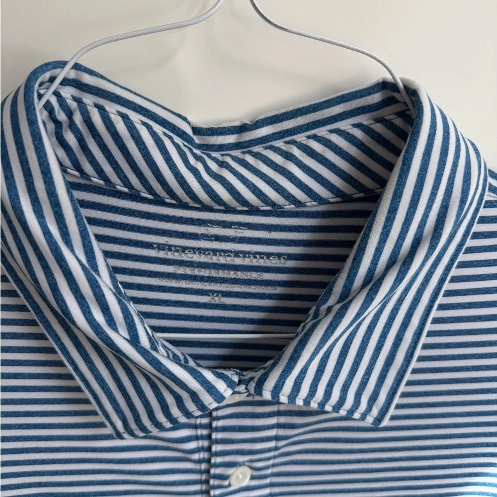 Vineyard Vines Men's Navy and White Striped Polo - Picture 2 of 3